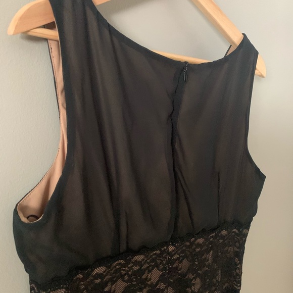 Connected Black Sheer Cocktail Dress w/ Lace Band - Picture 5 of 6